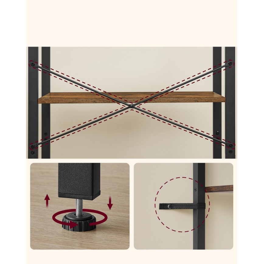 Kirjahylly NAVARO ruskea/musta