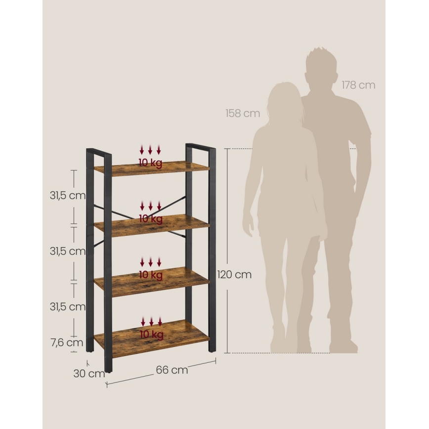 Kirjahylly NAVARO ruskea/musta