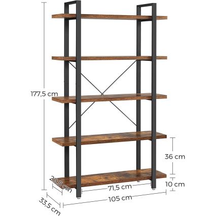 Kirjahylly NAVARO ruskea/musta