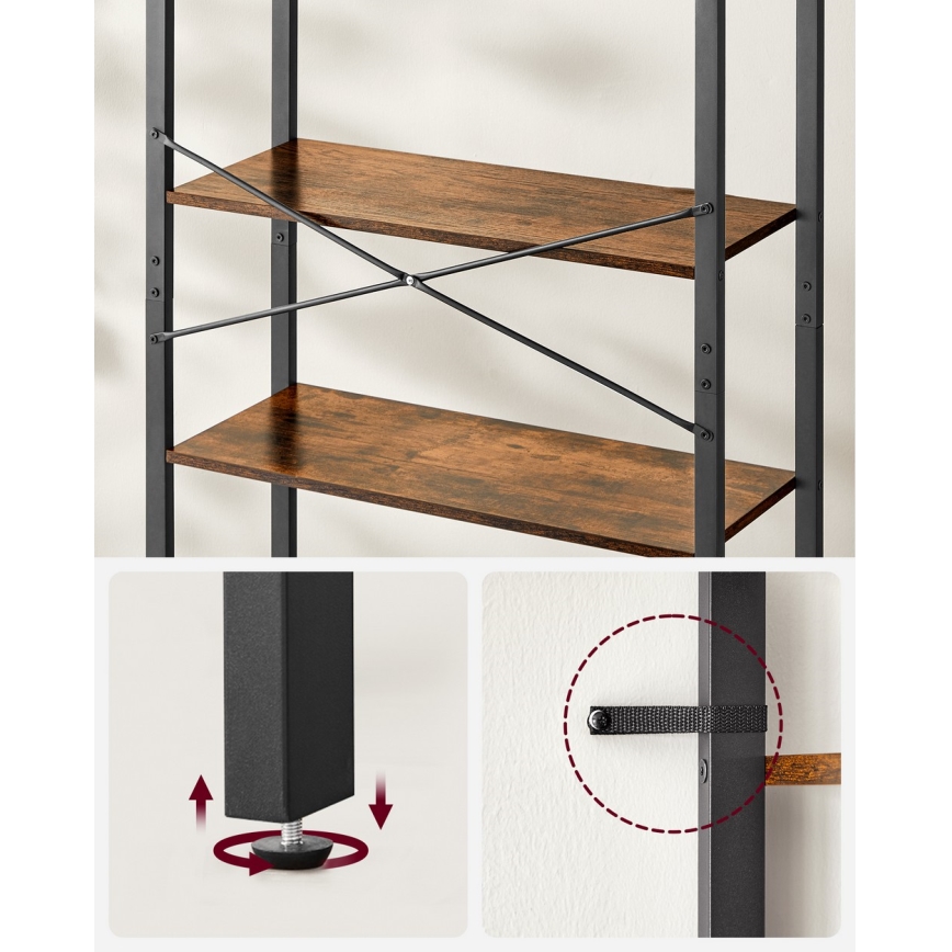 Kirjahylly NAVARO ruskea/musta