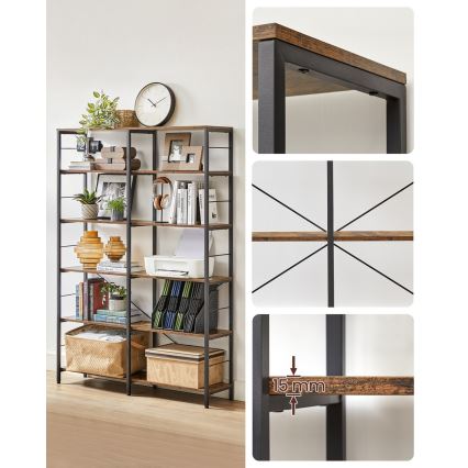 Kirjahylly NAVARO ruskea/musta