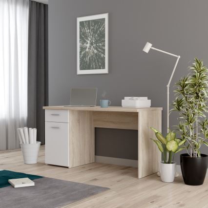Kirjoituspöytä GINO, valkoinen/sonoma-tammi