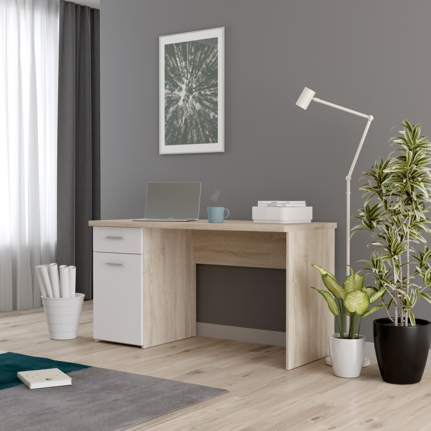 Kirjoituspöytä GINO, valkoinen/sonoma-tammi