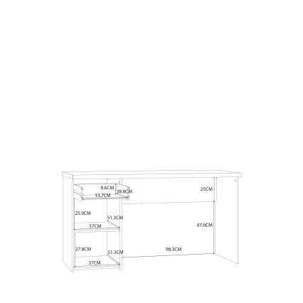 Kirjoituspöytä GINO, valkoinen/sonoma-tammi