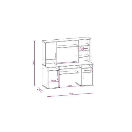 Kirjoituspöytä hyllyllä ELIAN sonoma-tammi harmaa/valkoinen