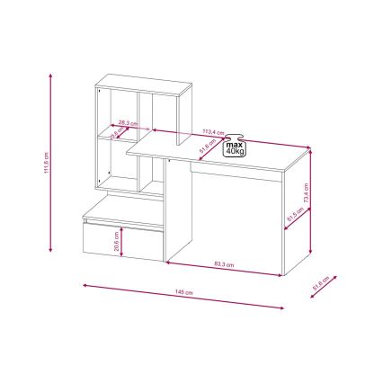 Kirjoituspöytä hyllyllä MARLO, artisan-tammi/antrasiitti