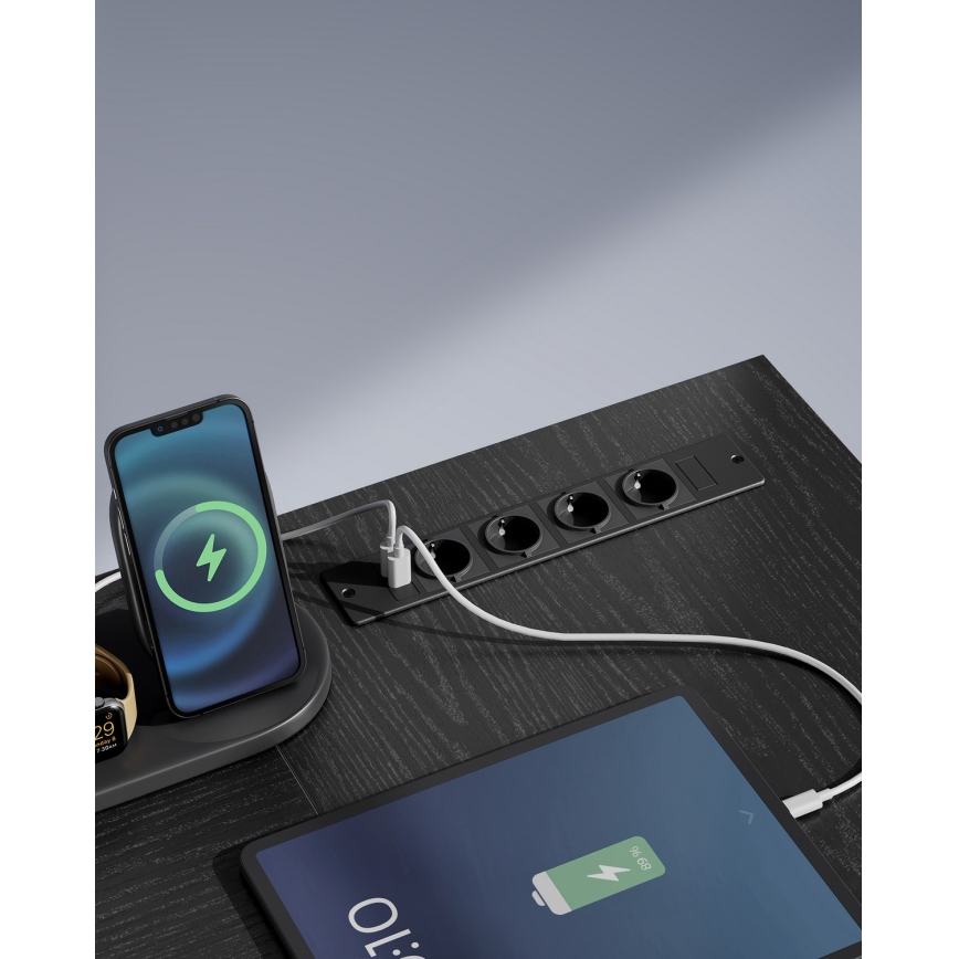 Kirjoituspöytä LED-valaistuksella SOLEA-X, ruskea/musta