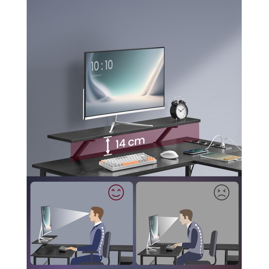 Kirjoituspöytä LED-valaistuksella SOLEA-X, ruskea/musta