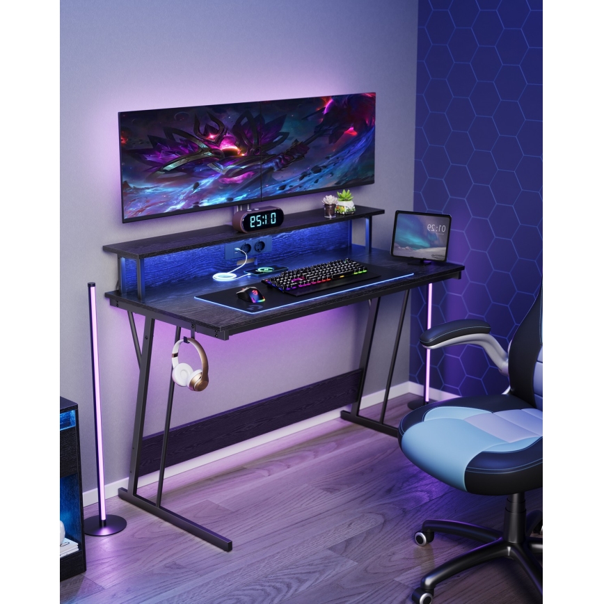 Kirjoituspöytä taustavalolla SOLEA-X, musta