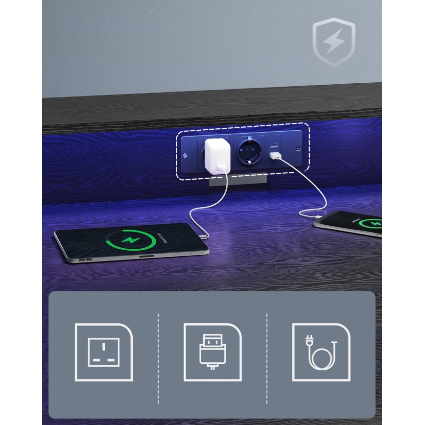 Kirjoituspöytä taustavalolla SOLEA-X, musta