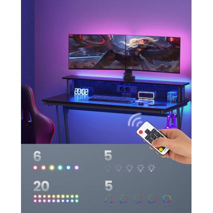 Kirjoituspöytä taustavalolla SOLEA-X, musta