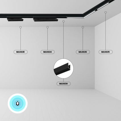 Kisko ilman sähköliitäntää MAGNEETTINEN 1,5 m musta