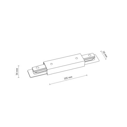 Kiskojärjestelmän päätykappale virtaliitännällä, 1-vaihe TRACER suora musta