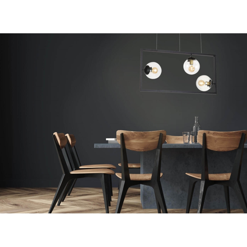 Kattokruunu johdossa REY 3xE27/7W/230V musta