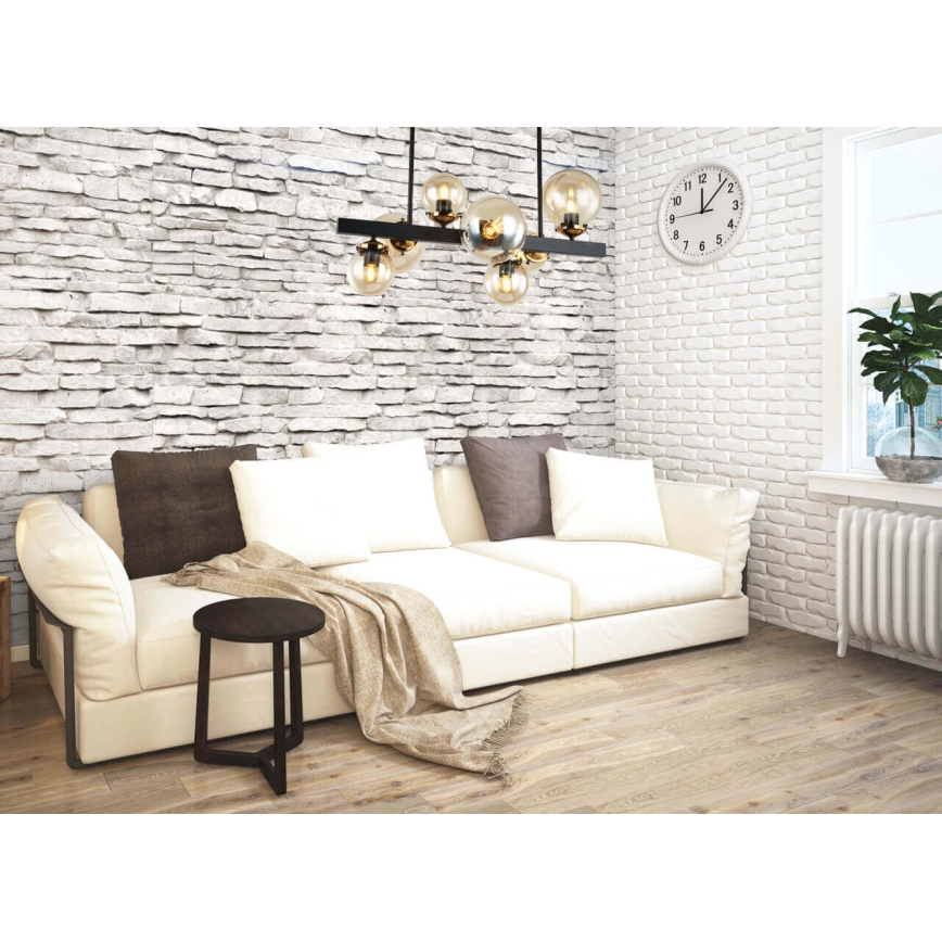 Kattokruunu tangossa HYPERION 7xE27/7W/230V musta/beige