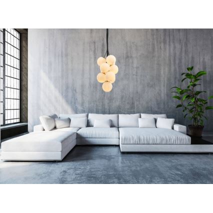 Kattokruunu johdossa GRAPES 10xE27/7W/230V pronssi/valkoinen