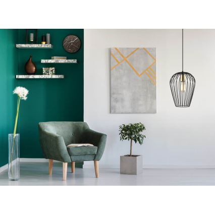 Kattokruunu johdossa BLANCHE 1xE27/11W/230V musta