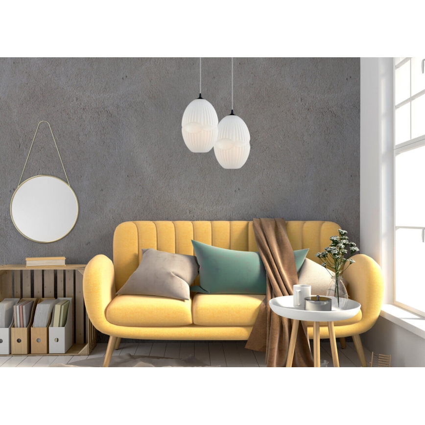 Kattokruunu johdossa ELLIPTIC 1xE27/11W/230V valkoinen