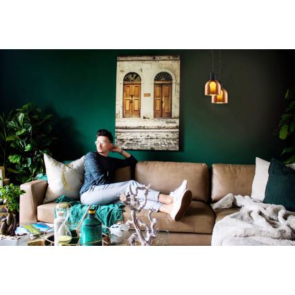 Kattokruunu johdossa FIRE 1xE27/9W/230V ruskea/musta