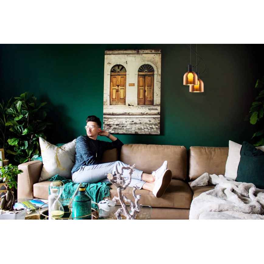 Kattokruunu johdossa FIRE 1xE27/9W/230V ruskea/musta