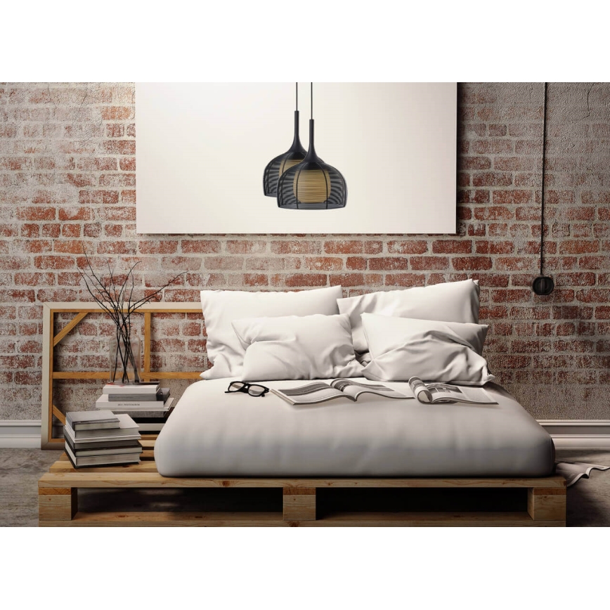 Kattokruunu johdossa CENTER 1xE27/9W/230V musta