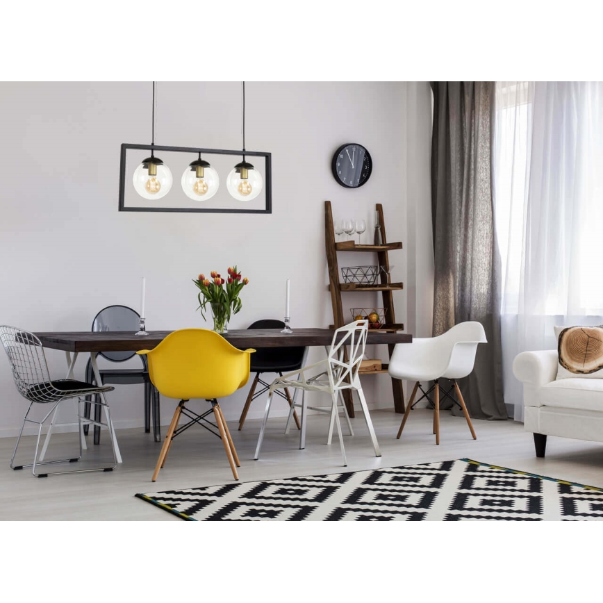 Kattokruunu johdossa REY 3xE27/7W/230V musta