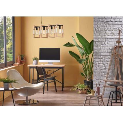 Kattokruunu johdossa SERIES 4xE27/11W/230V puu/musta