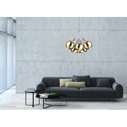 LED  Riippuvalaisin BALLS 6xLED/5W230V kulta/mattakromi