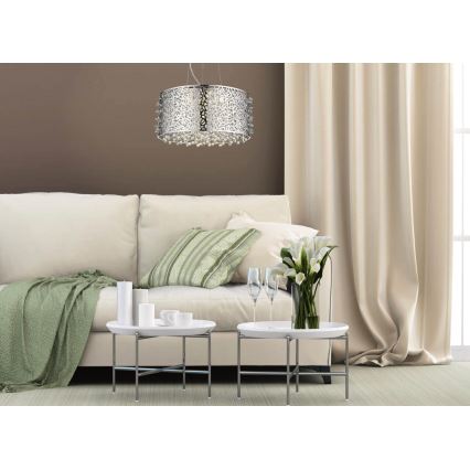 LED Himmennettävä kristalli kattokruunu johdossa FOREST 5xLED/5W/230V mattakromi