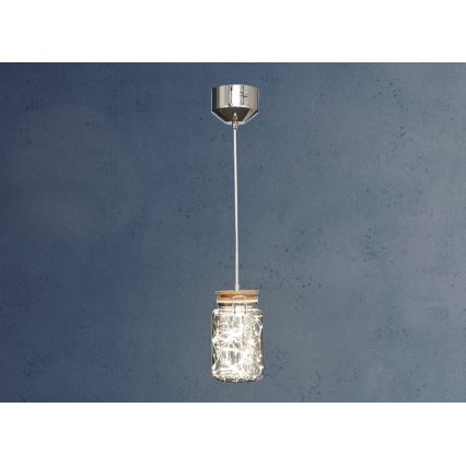 LED Riippuvalaisin SHOCK LED/5W/230V kiiltävä kromi/puu