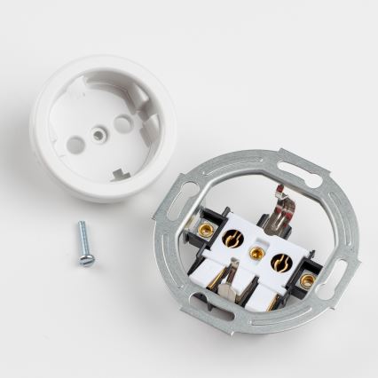 Kliklap - Kaksinkertainen retro-pistorasia kotikäyttöön kehyksellä SCHUKO 230V lumivalkoinen