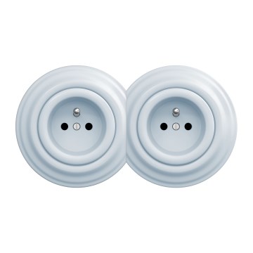 Kliklap - Kaksiosainen retro-pistorasia kotikäyttöön kehyksellä, 230 V, sininen