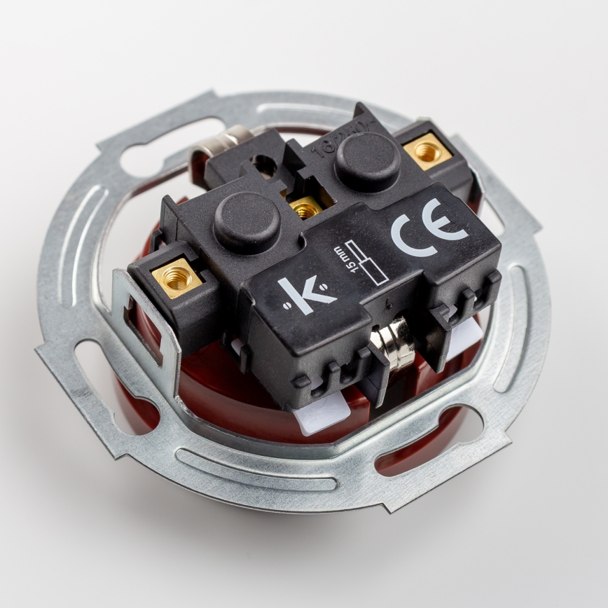 Kliklap - Kaksiosainen retro-pistorasia kotikäyttöön kehyksellä SCHUKO 230V ruskea