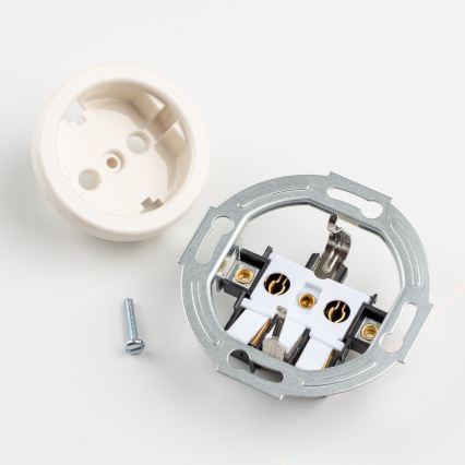 Kliklap - Kaksoispistorasia retrotyylillä kotikäyttöön, kehys SCHUKO 230V/16A, beige