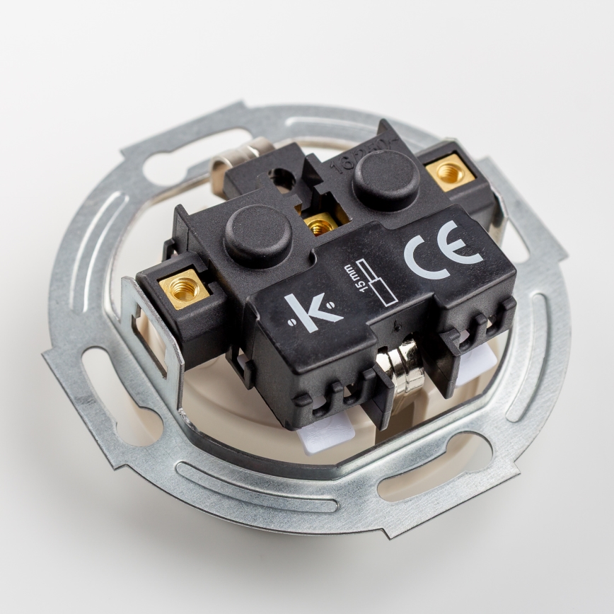 Kliklap - Kaksoispistorasia retrotyylillä kotikäyttöön, kehys SCHUKO 230V/16A, beige