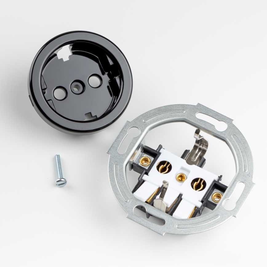 Kliklap - Kaksoisretro-pistorasia kotikäyttöön, kehyksellä, SCHUKO 230 V, musta