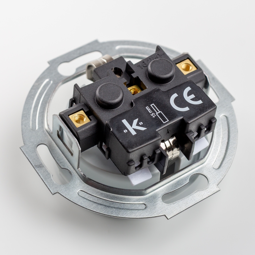 Kliklap - Kaksoisretro-pistorasia kotikäyttöön kehyksellä SCHUKO 230V harmaa