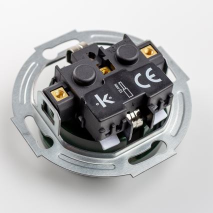 Kliklap – kodin retrotyylinen kolmoispistorasia kehyksellä, SCHUKO 230V, vihreä