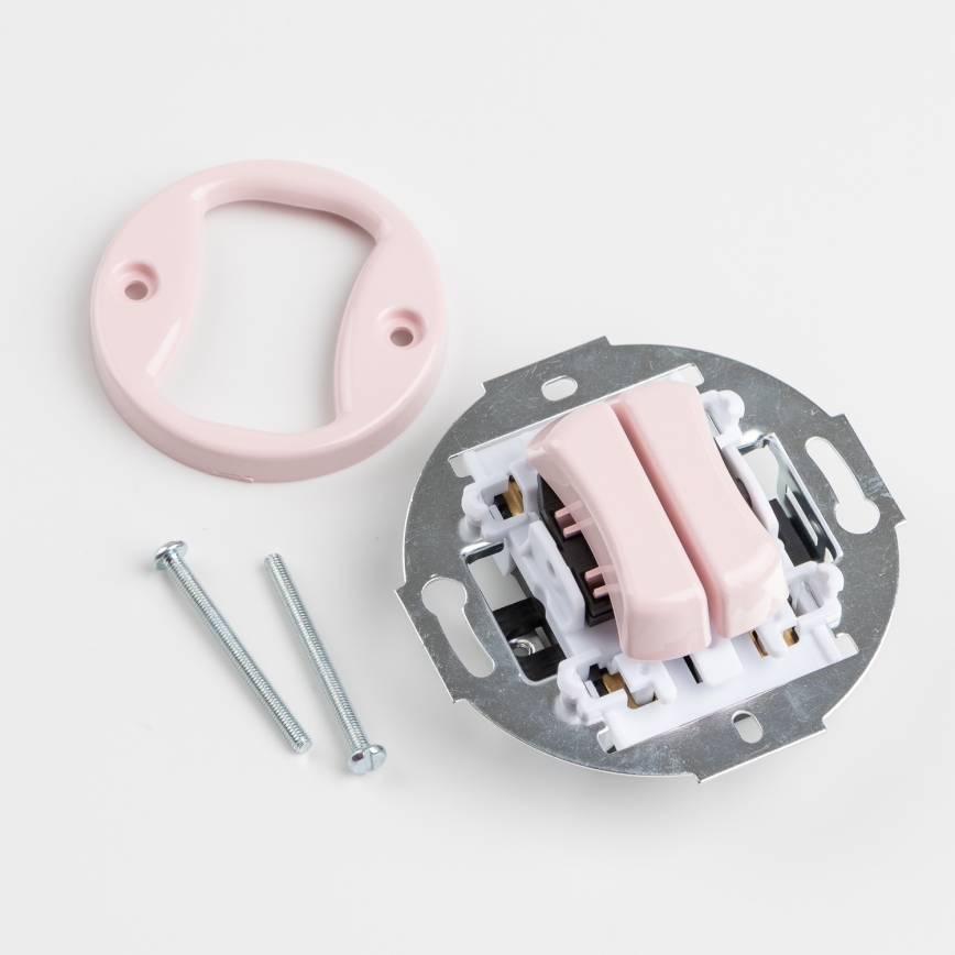 Kliklap - Retro 2-osainen portaikkokytkin, kehys nro 6+6, antiikkiroosa