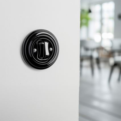 Kliklap Retro - kaksinkertainen porraskytkin, kehys nro 6+6, musta