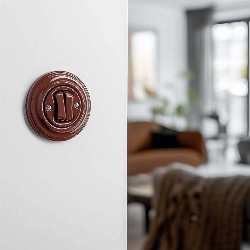 Kliklap - Retro kaksoiskytkin kehyksellä, ruskea