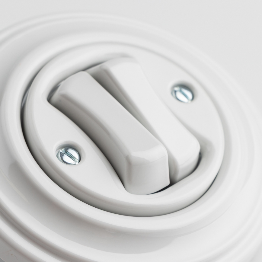 Kliklap - retro kaksoispainike kehyksellä, valkoinen keramiikka