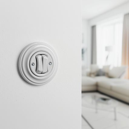 Kliklap - retro kaksoispainike kehyksellä, valkoinen keramiikka