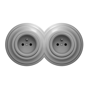 Kliklap - Retro kaksoispistorasia kehyksellä 230V harmaa