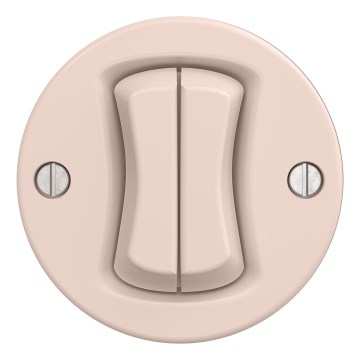 Kliklap - Retro kaksoisporraskytkin ilman kehystä nro. 6+6 antiikkiroosa