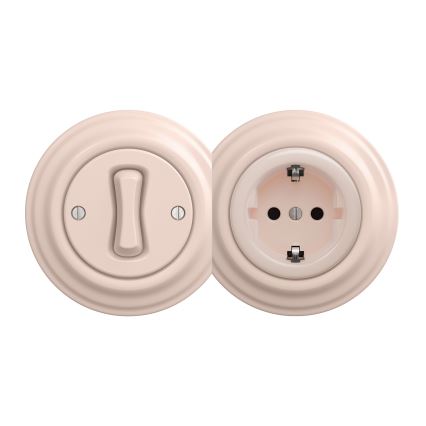 Kliklap - Retro kehyksetön kotipistorasia SCHUKO 230V/16A antiikkiroosa
