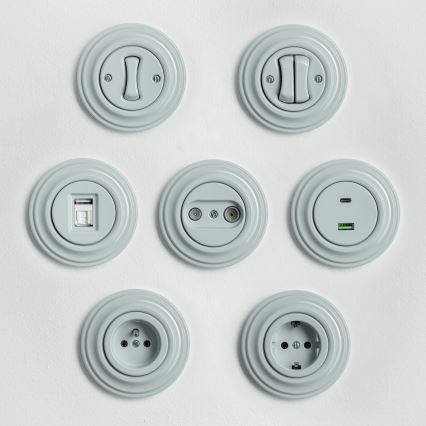 Kliklap - Retro-kodin pistorasia kehyksellä SCHUKO 230 V/16 A harmaa