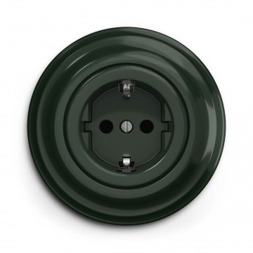 Kliklap - Retro kodin pistorasia kehyksellä SCHUKO 230V/16A vihreä
