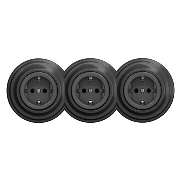 Kliklap - Retro-kolmoispistorasia kotikäyttöön kehyksellä SCHUKO 230V antrasiitti