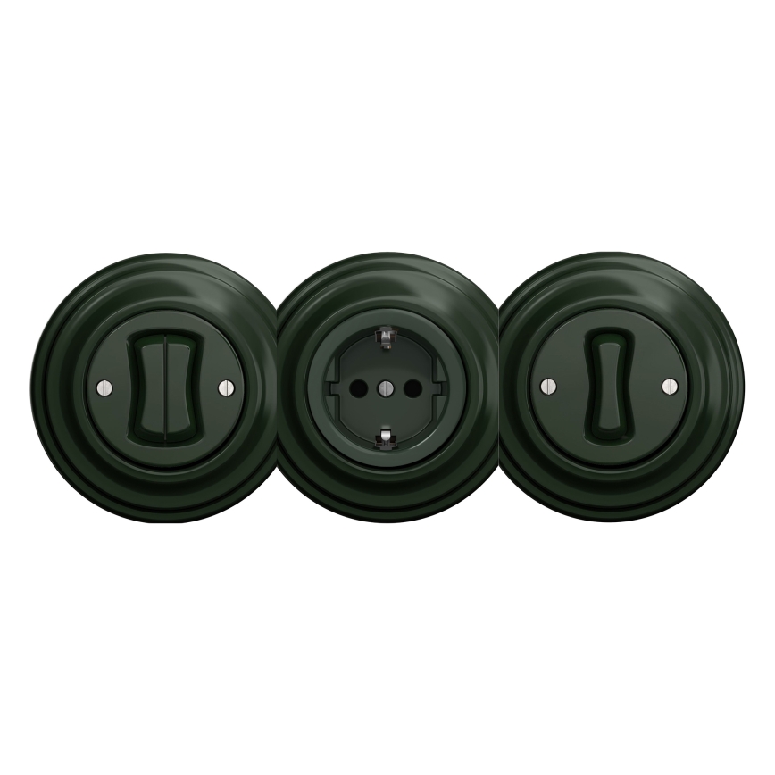 Kliklap - Retro kotipistorasia ilman kehystä SCHUKO 230V/16A, vihreä